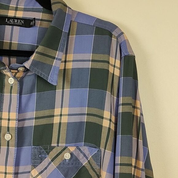 Ralph Lauren Plaid Cotton Twill Roll Tab Sleeve Button Front Shirt Size 2X - Picture 4 of 13